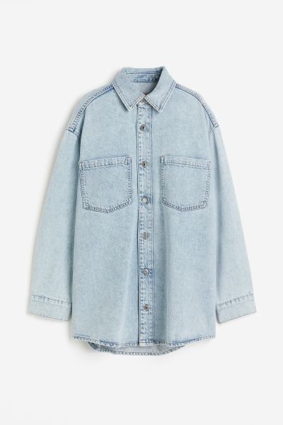 Feather Soft Denim Shirt - Light denim blue - Ladies | H&M US | H&M (US + CA)
