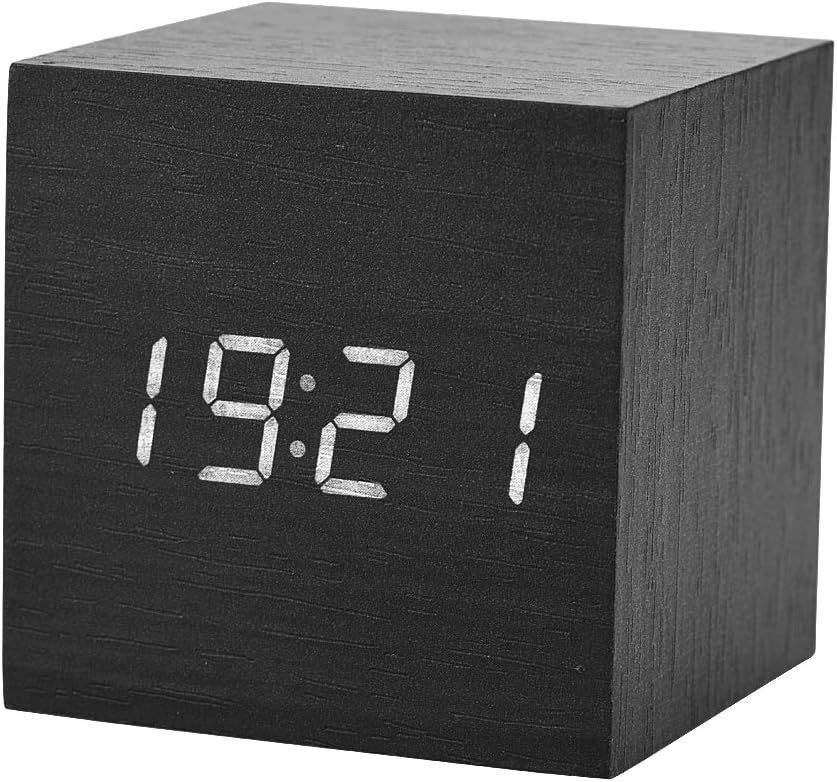 Digital Alarm Clock, LED Clock 3 Levels Brightness Modern Cube Clock Temperature Display with Voi... | Amazon (US)