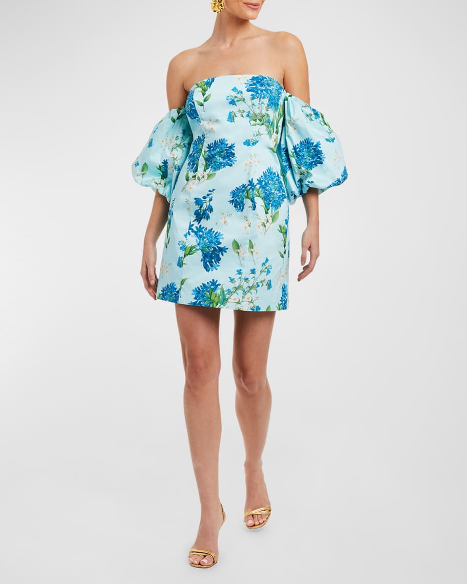 Mestiza New York Arlowe Floral-Print Off-Shoulder Mini Dress | Neiman Marcus
