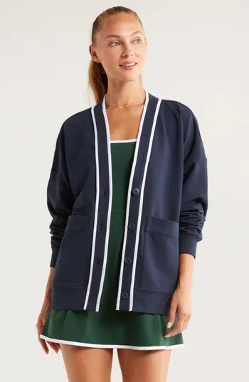 Recess Pickleball x Zella Courtside French Terry Cardigan in Navy Sapphire at Nordstrom Rack, Size Small | Nordstrom Rack