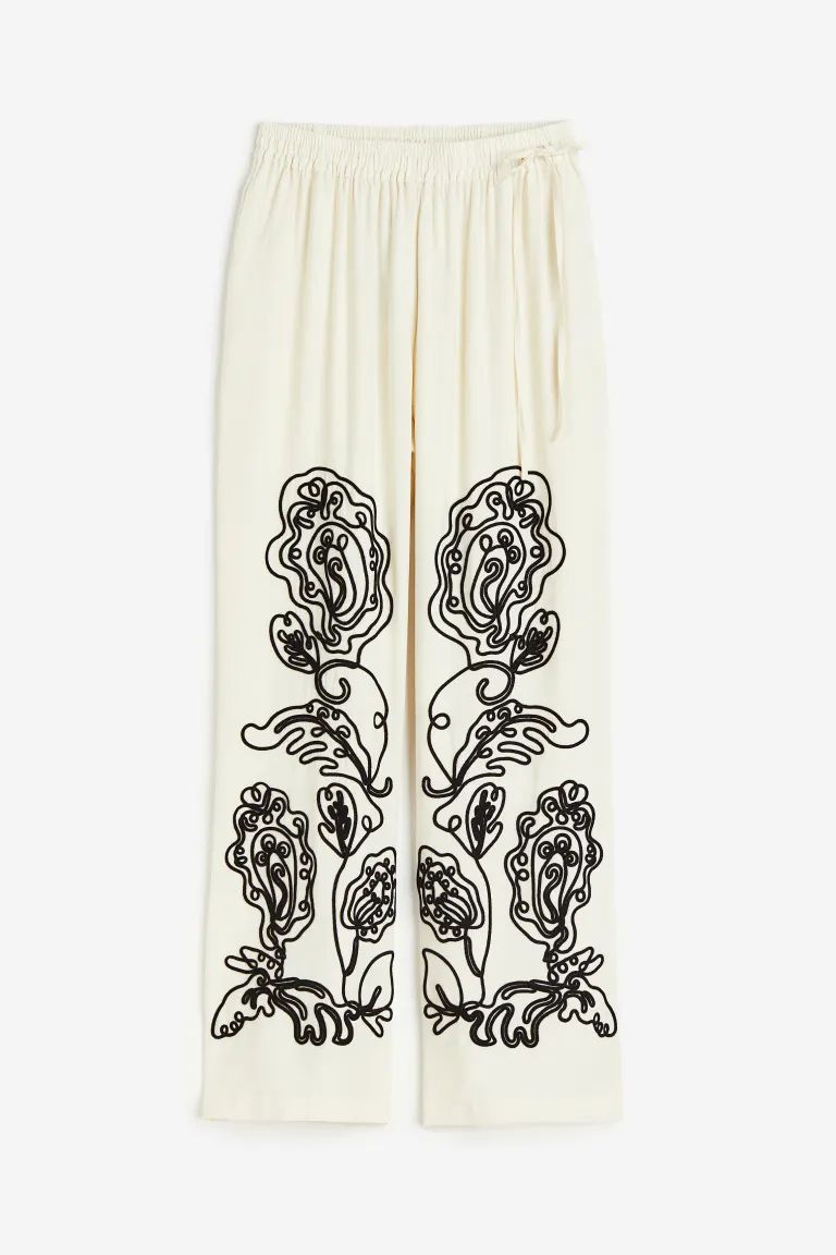 Embroidered pull-on trousers | H&M (US + CA)