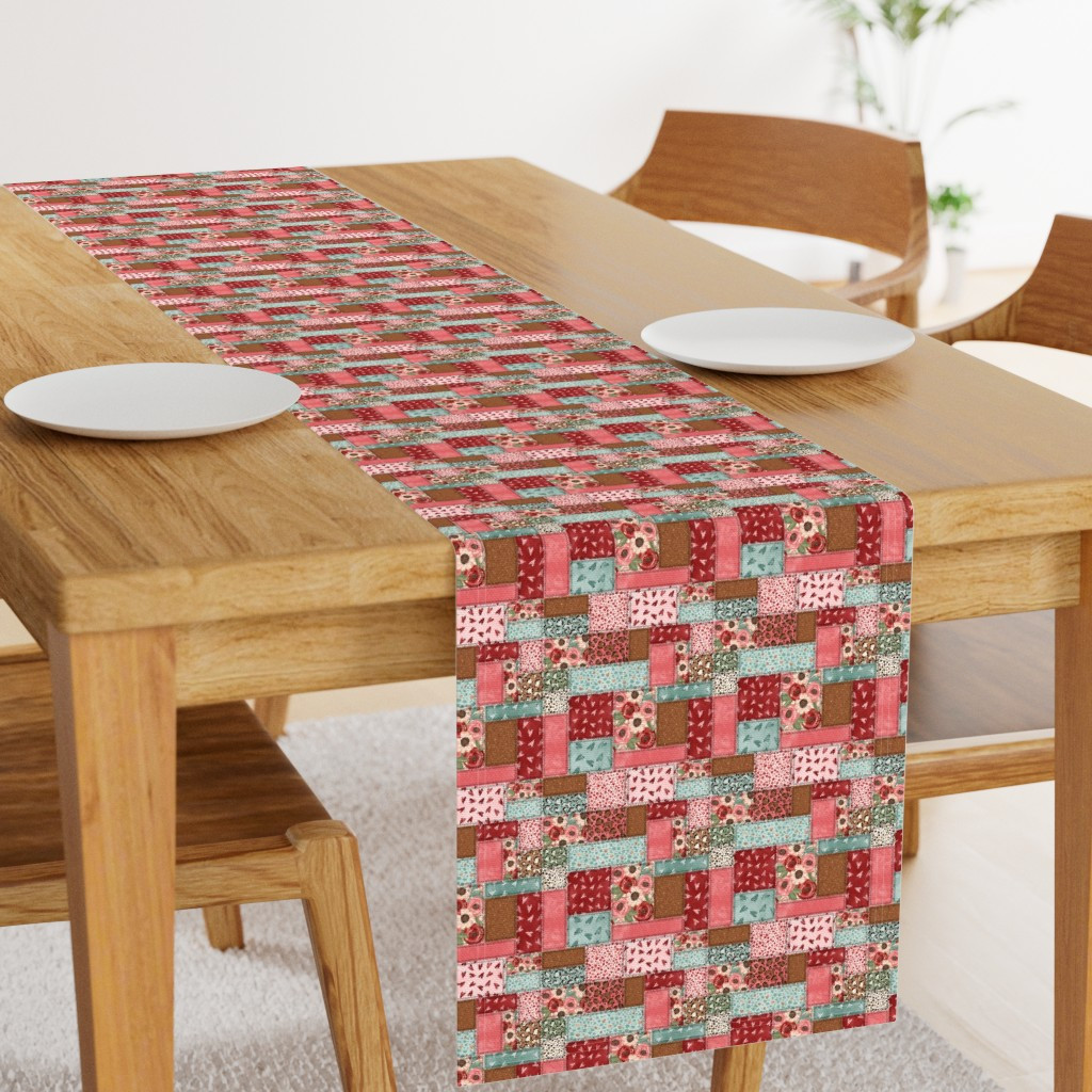 Table Runner in Valentine Patchwork Quilt | Spoonflower