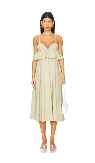 Peplum Midi Dress in Tidal Foam | Revolve Clothing (Global)