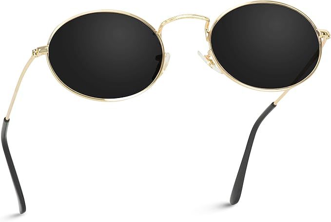 WearMe Pro - Small Oval Metal Frame Tinted Lens Sunglasses | Amazon (US)