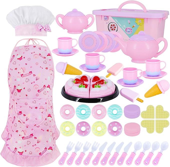 Tea Party Set for Little Girl Pretend Play Set Play Food Toy Set for Kids 54 PCS with Tea Toy for... | Amazon (CA)