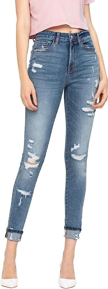 VERVET by Flying Monkey Women's High Rise Distressed Skinny Ankle Jeans | Amazon (US)