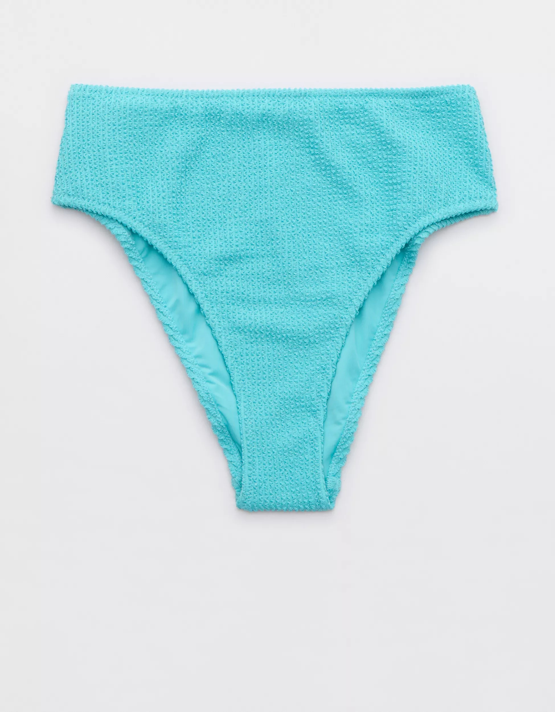 Aerie Shine Crinkle High Cut Cheeky Bikini Bottom | American Eagle Outfitters (US & CA)
