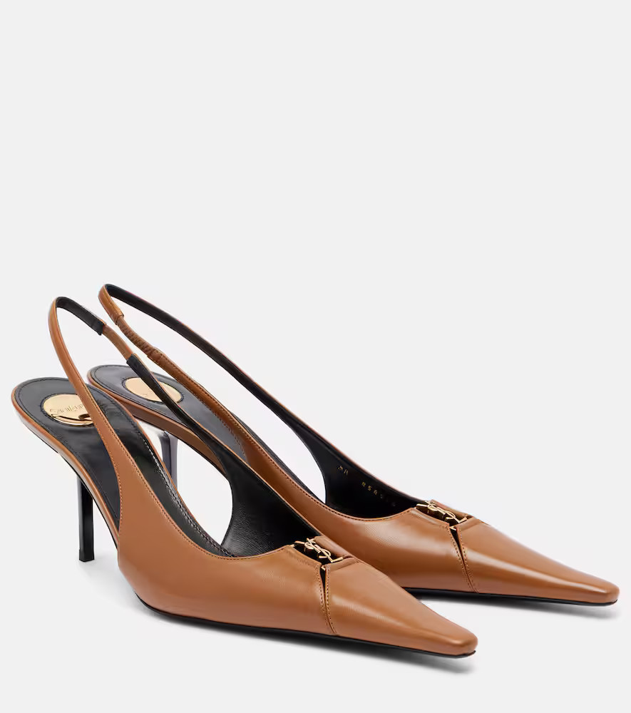 Saint Laurent Babylone Breteuil leather slingback pumps | Mytheresa (US/CA)