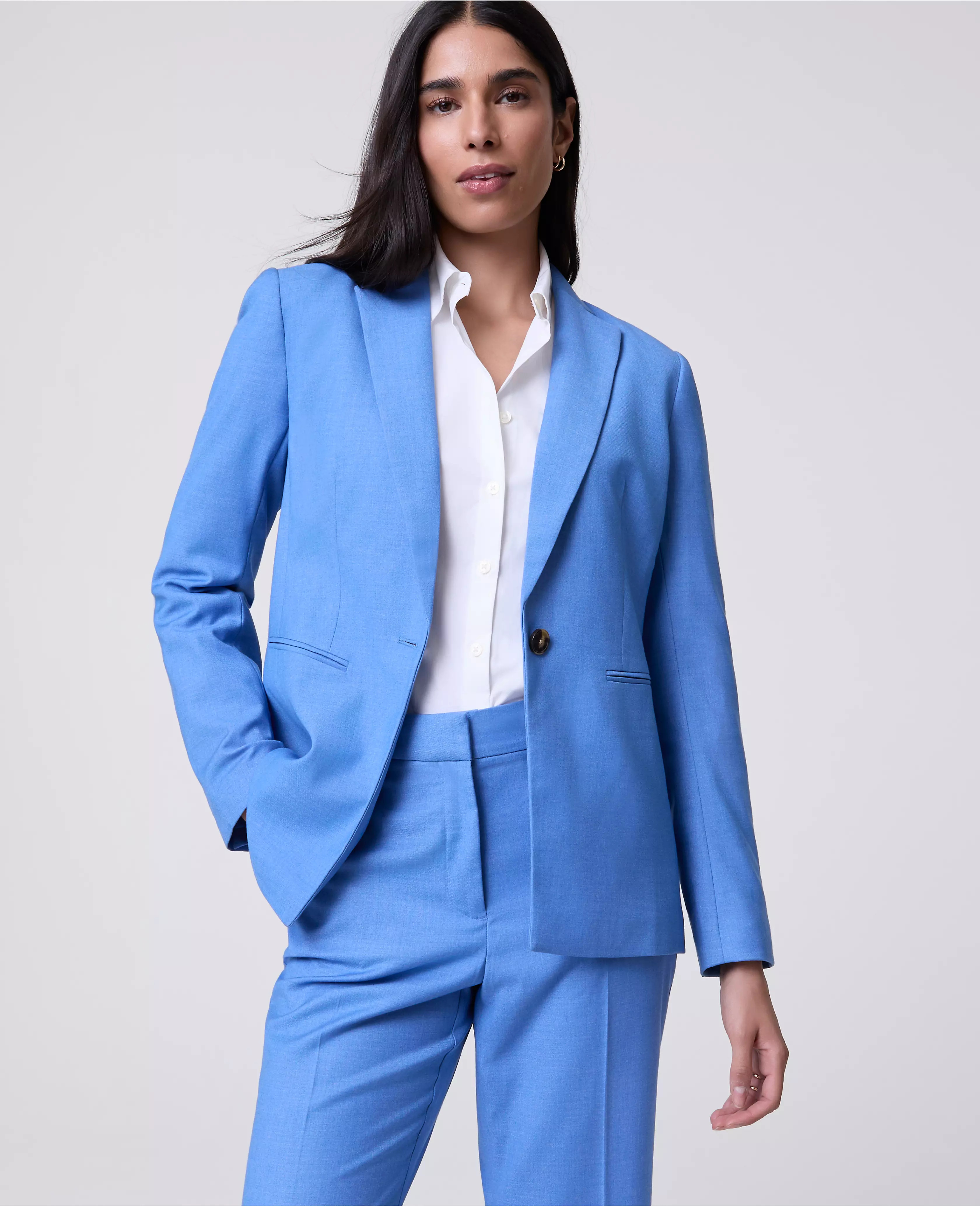 The Petite One Button Blazer in Luxe Twill | Ann Taylor