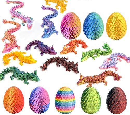 8pcs 3D Printed Mystery Dragon Egg, Easter Eggs with Mystery Dragon Inside, Full Articulated Crystal Dragon Fidget Toys | Amazon (US)