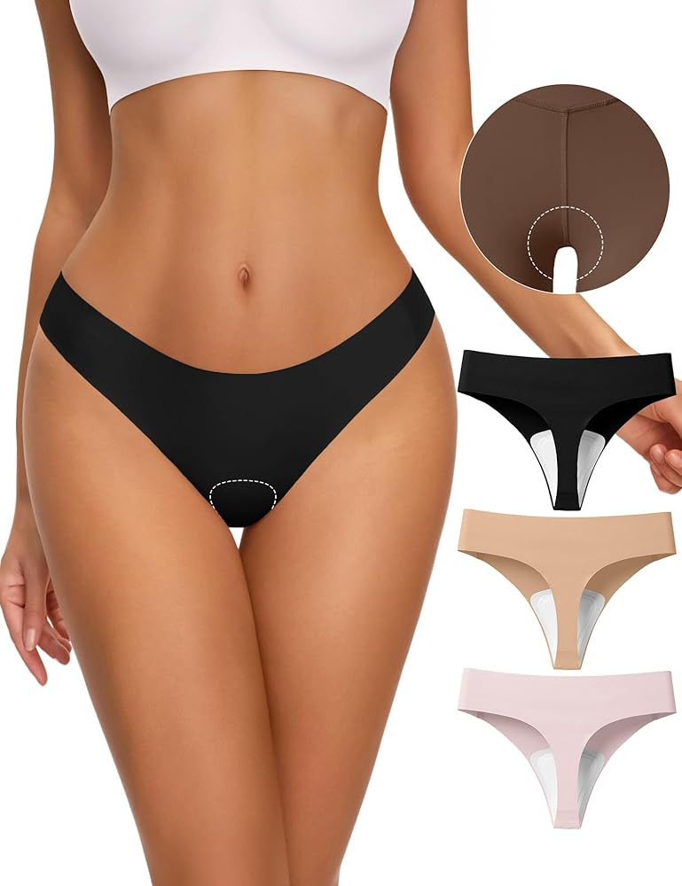 NIASOUL Thongs for Women Seamless Thong Panty Liners No Show Breathable G-Strings Workout Underwe... | Amazon (US)