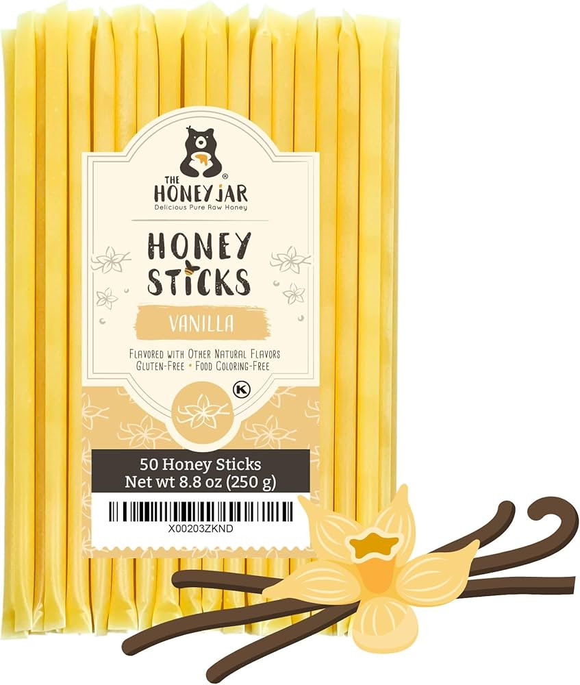 The Honey Jar Vanilla Flavored Honey Sticks - Pure Honey Straws For Tea, Coffee, or a Healthy Tre... | Amazon (US)