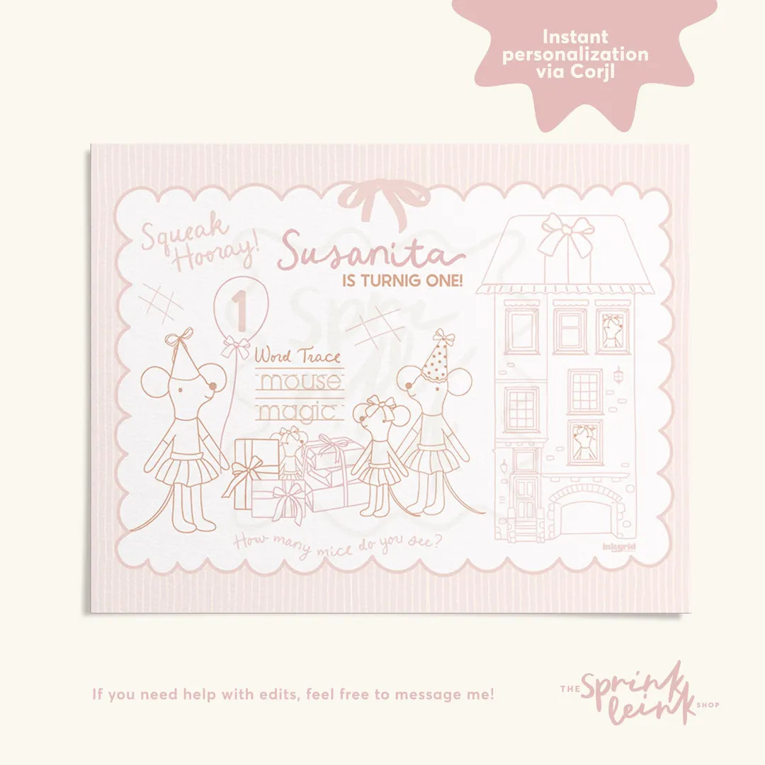 Little Mouse Birthday Activity Placemat – Storybook Theme, Editable (digital Download) - Etsy | Etsy (US)