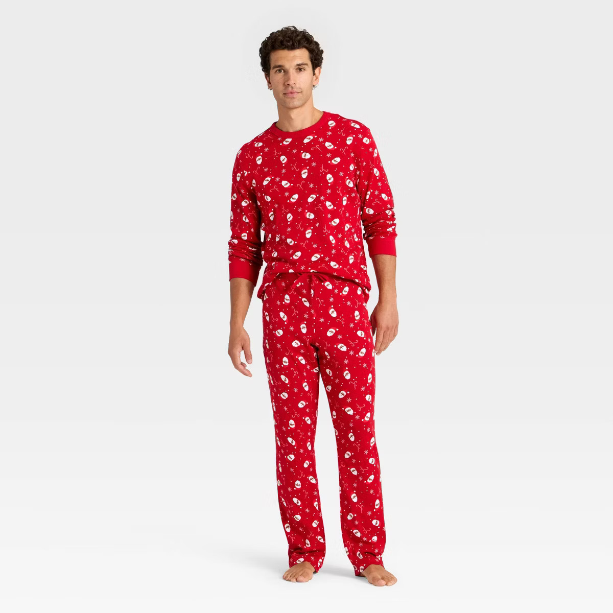 Men's Santa Print Ribbed Holiday Matching Family Pajama Pants - Wondershop™ Red M | Target