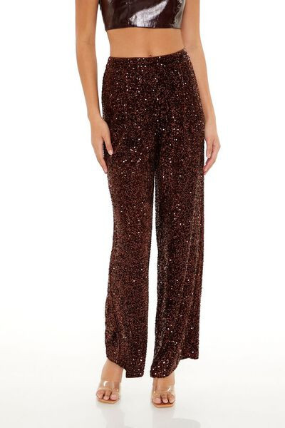 Sequin Velvet High-Rise Pants | Forever 21