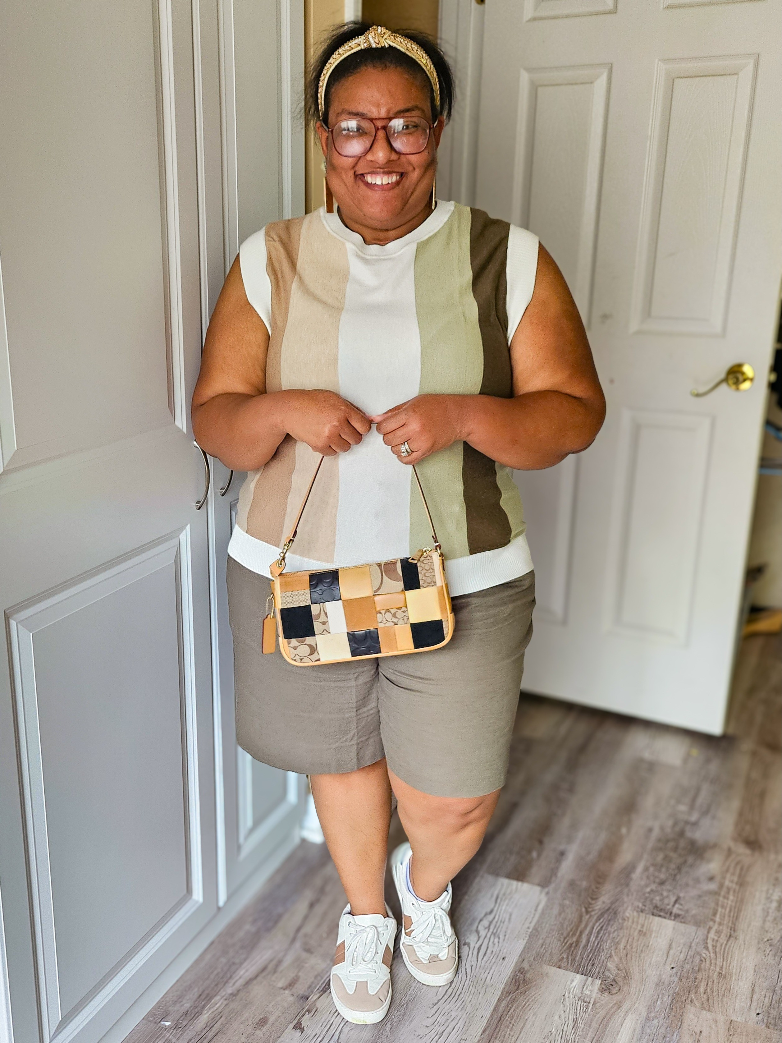 Coach Plaza 25 Bag with Patchwork, Amazon top, Cato linen shirts & earrings

#LTKootd #LTKPlusSize