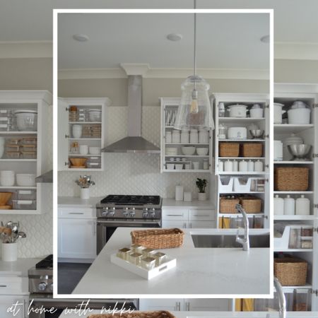 Friends, the first place to tackle when minimizing visual clutter in your kitchen is your countertops and island. Keep these spaces tidy by limiting unnecessary items overtaking the space. Use baskets, canisters and bins to store small kitchen gadgets, utensils and food items that typically overwhelm and clutter common spaces. #organize #kitchen101 #declutter

#LTKfamily #LTKover40 #LTKhome