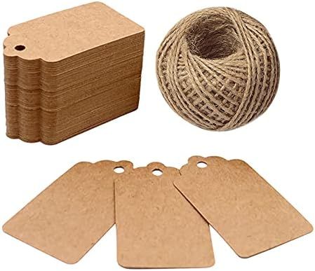 Price Tags, Kraft Paper Gift Tags 100 PCS Paper Tags with 100 Feet Jute String for Arts and Craft... | Amazon (US)