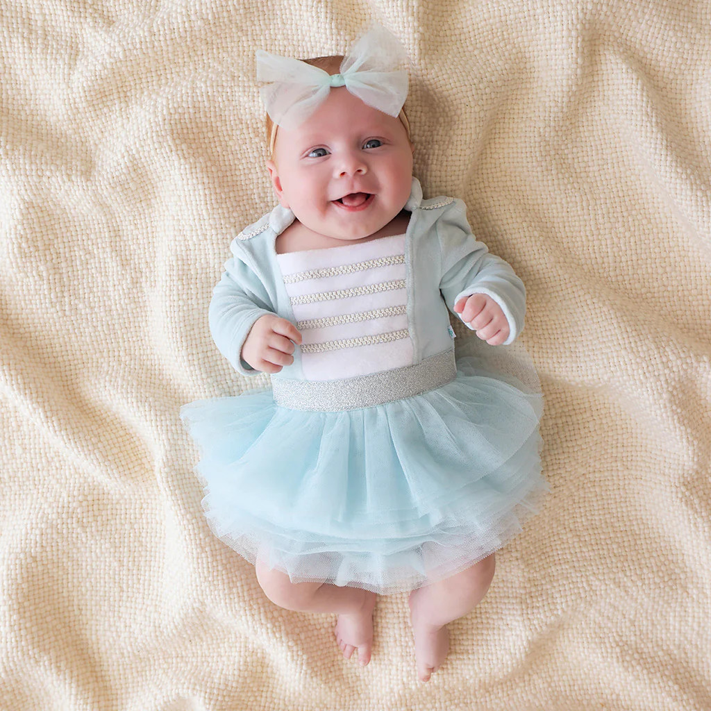 Solid Blue Girl Tulle Onesie | Posh Icy Blue Nutcracker | Posh Peanut