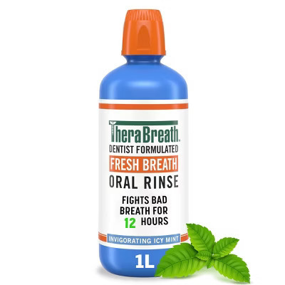 TheraBreath Fresh Breath Mouthwash Alcohol-Free - Icy Mint - 33.8 fl oz | Target