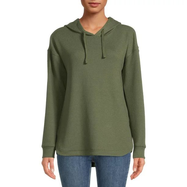 Time and Tru Women's Ribbed Tunic Hoodie - Walmart.com | Walmart (US)