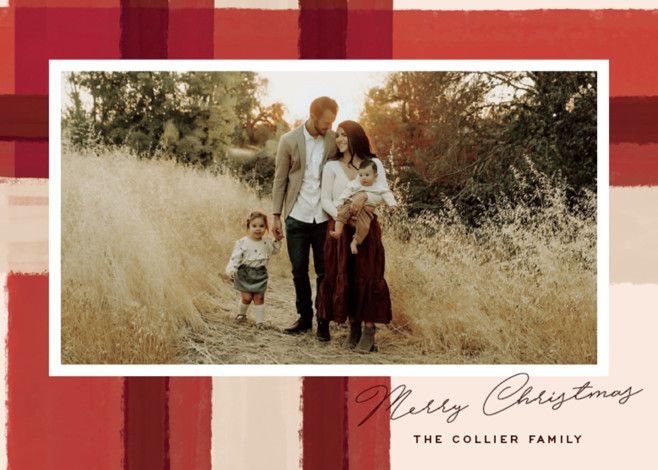 "Paper Cut Plaid" - Customizable Holiday Photo Cards in Red by Annie Clark. | Minted