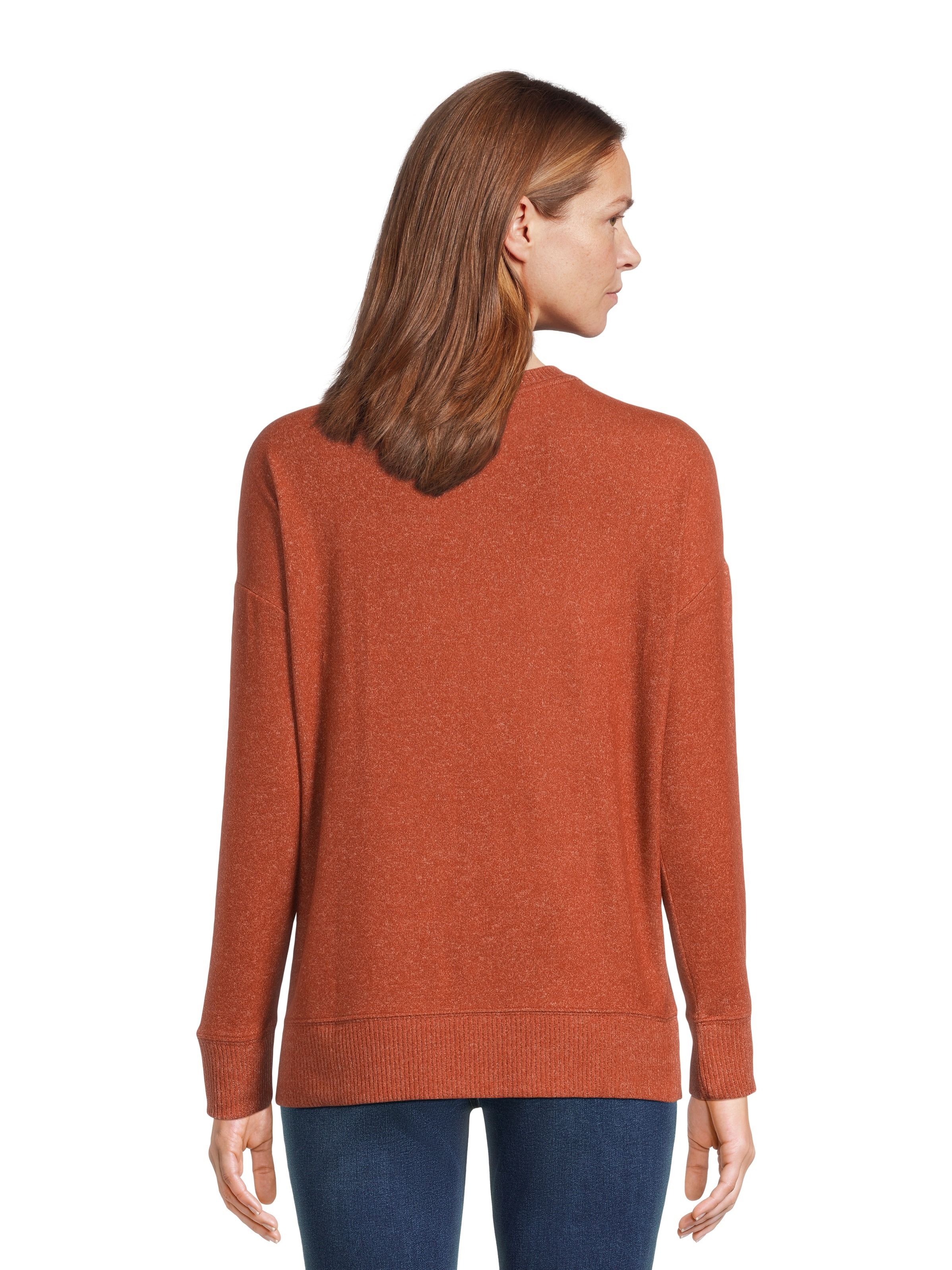 Time and Tru Women's Hacci Knit Pullover Sweatshirt with Long-Sleeves, 2-Pack | Walmart (US)