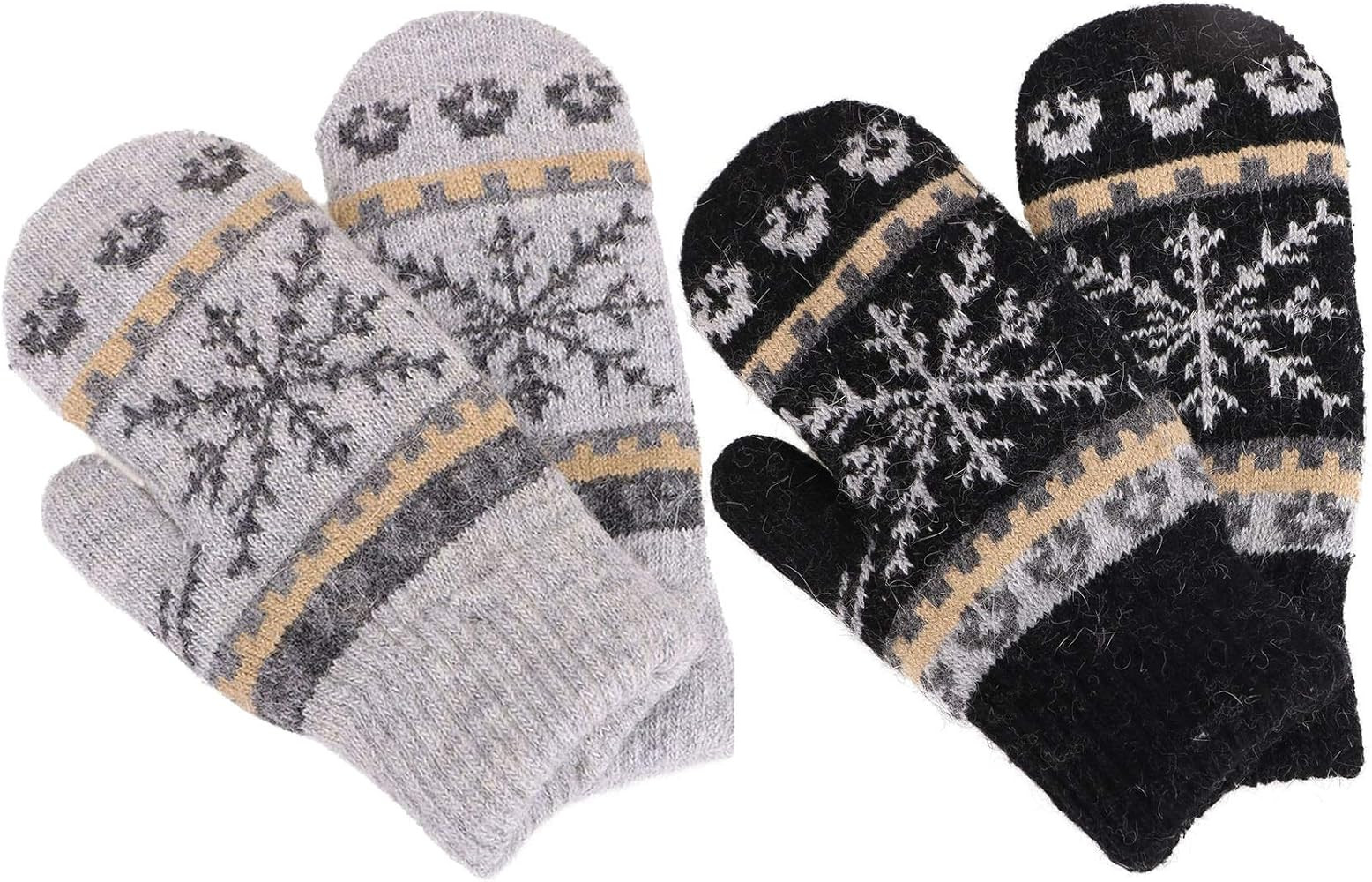 Arctic Paw Women's Snowflake Winter Knit Mittens - Set of 2 Paris | Amazon (US)