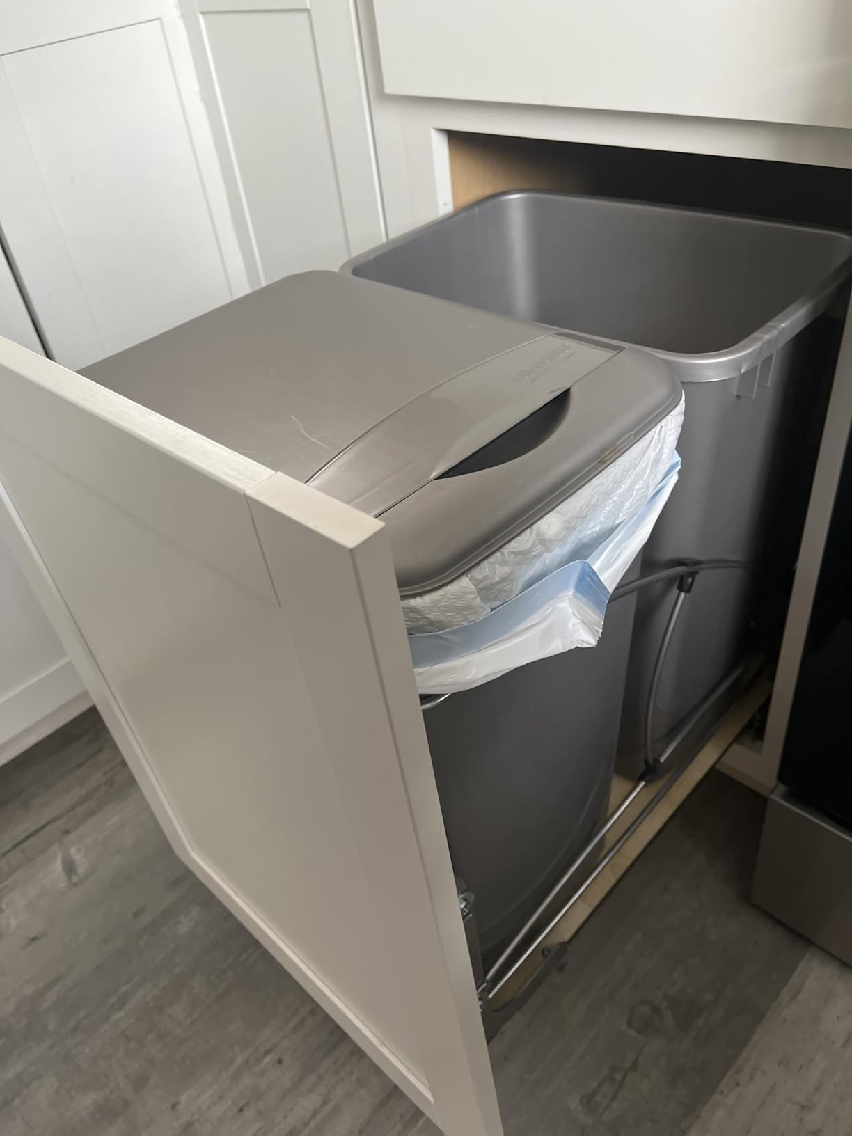 Rev-A-Shelf Steel Bottom Mount Double 35 Quart 8.75 Gallon Waste Bin Trash Container for Under Kitchen Cabinet with Soft Close, Gray, 54WC-1835SC-17-1 | Amazon (US)