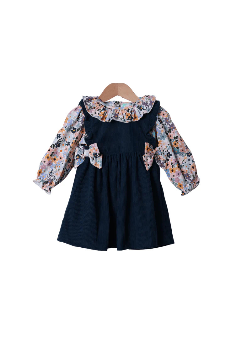 Two Piece Corduroy Floral Dress | The Smocked Flamingo