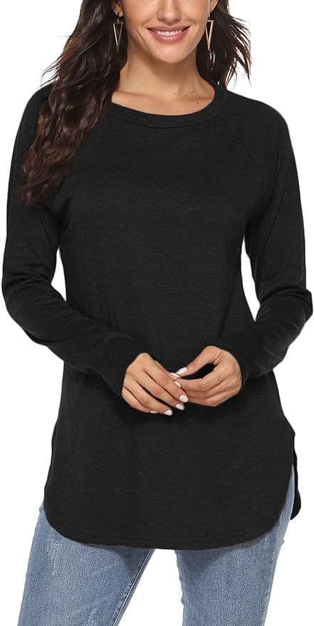 Newchoice Women's Casual Batwing Long Sleeve T Shirt Round Neck Basic Loose Tunic Tops | Amazon (US)