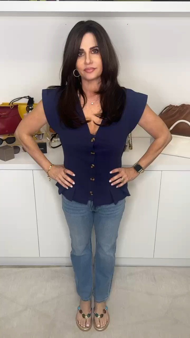 Deep V Neck Cropped Vest Top with Ruffle Detail 

 #LTKgrwm #LTKootd #LTKOver40