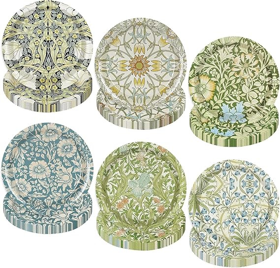 60 Pcs Vintage Wildflower Paper Plates Disposable Plates 9 Inch Green Blue Floral Decorative Dess... | Amazon (US)