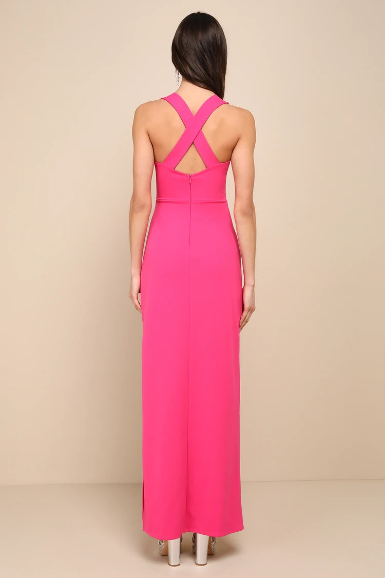 Glamorous Dedication Hot Pink Sleeveless Column Maxi Dress | Lulus