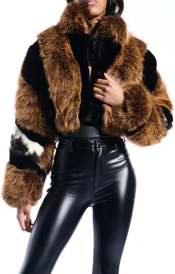 AZALEA WANG Chiara Faux Fur Crop Jacket | Nordstrom | Nordstrom