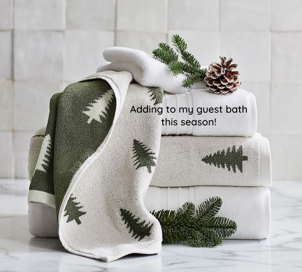 Ships free! I’m adding this pretty Christmas tree towel collection to my holiday guest bathroom this year!🌲Shop more collections and holiday fragrances for bathroom styling! Pottery Barn. 

#LTKHome #LTKHoliday #LTKFindsUnder50