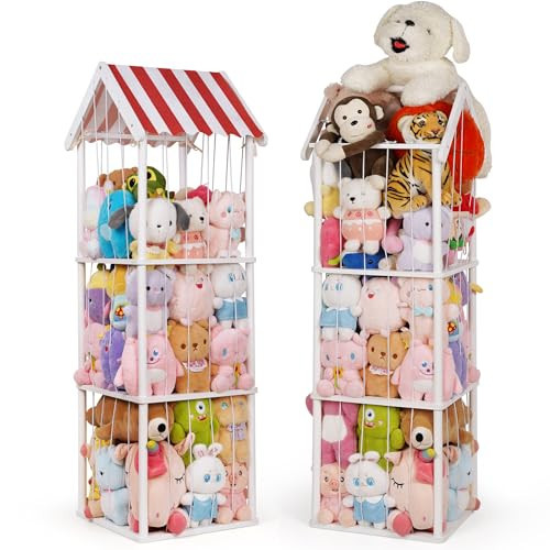 Wooden Stuffed Animal Storage Zoo 3-Tier, Anti-Tip Plush Toy Organizer | Amazon (US)