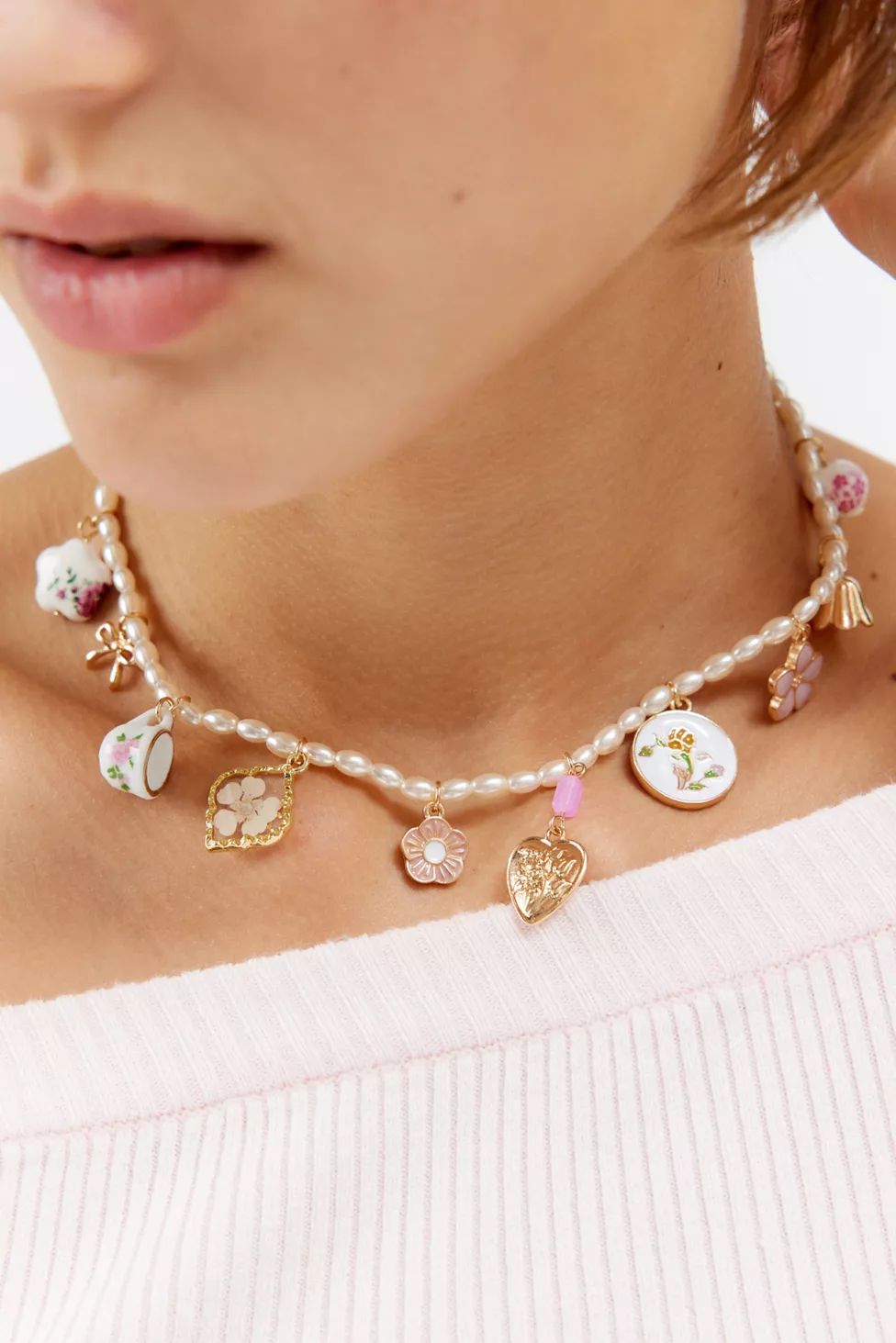 Lottie Pearl Treasure Charm Necklace | Urban Outfitters (US and RoW)