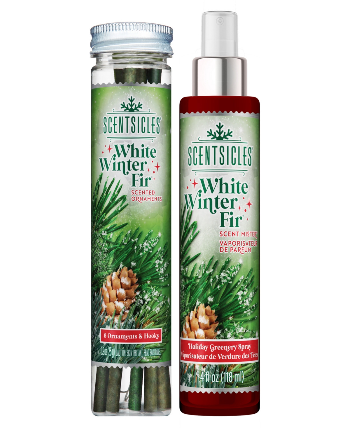 National Tree Company Scentsicles Scented Ornaments, 6 Count Bottles, Stick and Spray White Winter Fir - 2 Pack - Green | Macy's
