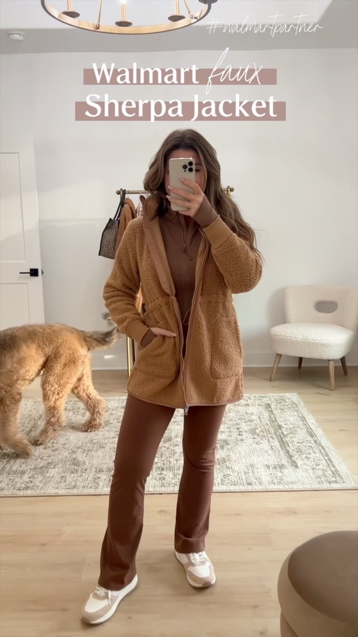 Walmart FASHION 🧸 #walmartpartner @walmartfashion #walmartfashion this Walmart faux Sherpa jacket is under $35! Looks very designer inspired. I’m wearing a small in both but, the style is forgiving. I could easily go up a size. 

Walmart fall fashion, Walmart winter fashion, Madison Payne 

#LTKHoliday #LTKSeasonal #LTKfindsunder50