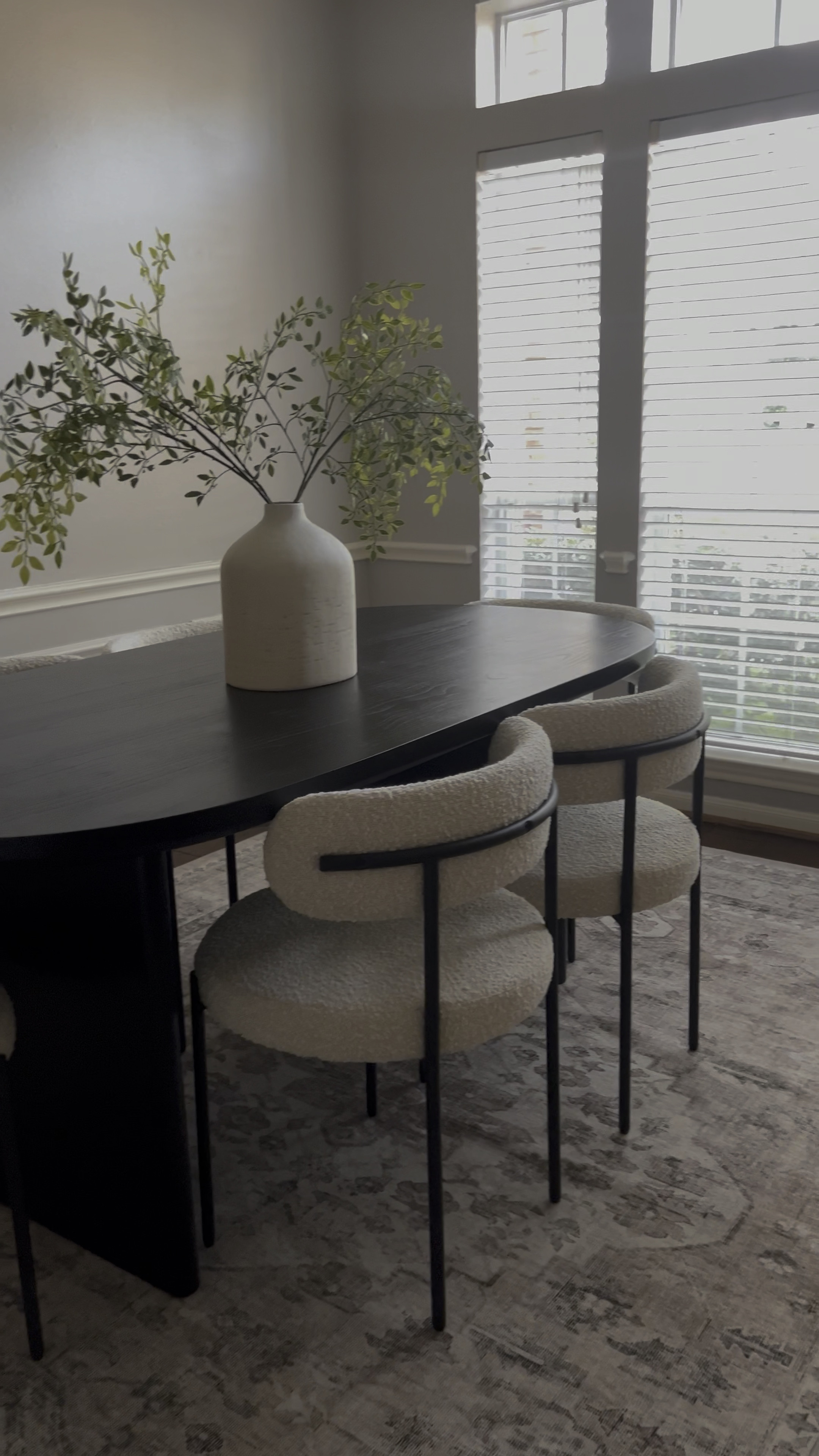 Organic modern dining table. Black dining table. Sherpa dining chairs

#LTKFind #LTKhome