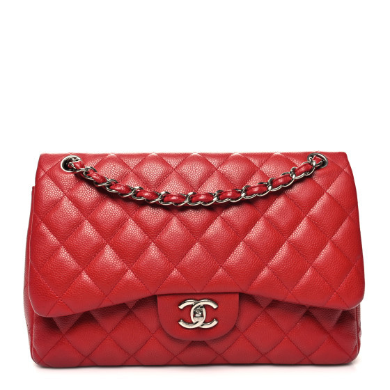 Caviar Quilted Jumbo Double Flap Red | FASHIONPHILE (US)