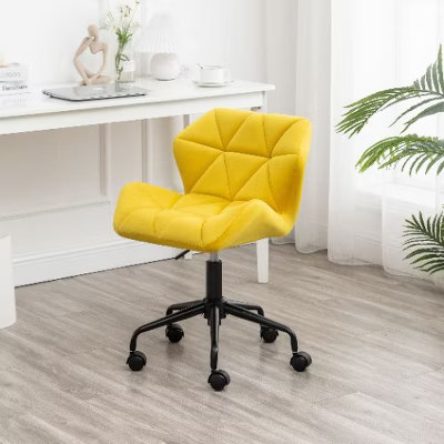 CAVINAS Eldon Diamond Tufted Adjustable Swivel Office Chair, Velvet Swivel Office Chair, Home Office Desk Chairs, Adjustable Swivel Task Chair -Yellow | Target