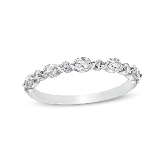 5/8 CT. T.W. Certified Oval Diamond Alternating Anniversary Band in 14K White Gold (I/SI2)|Zales | Zales