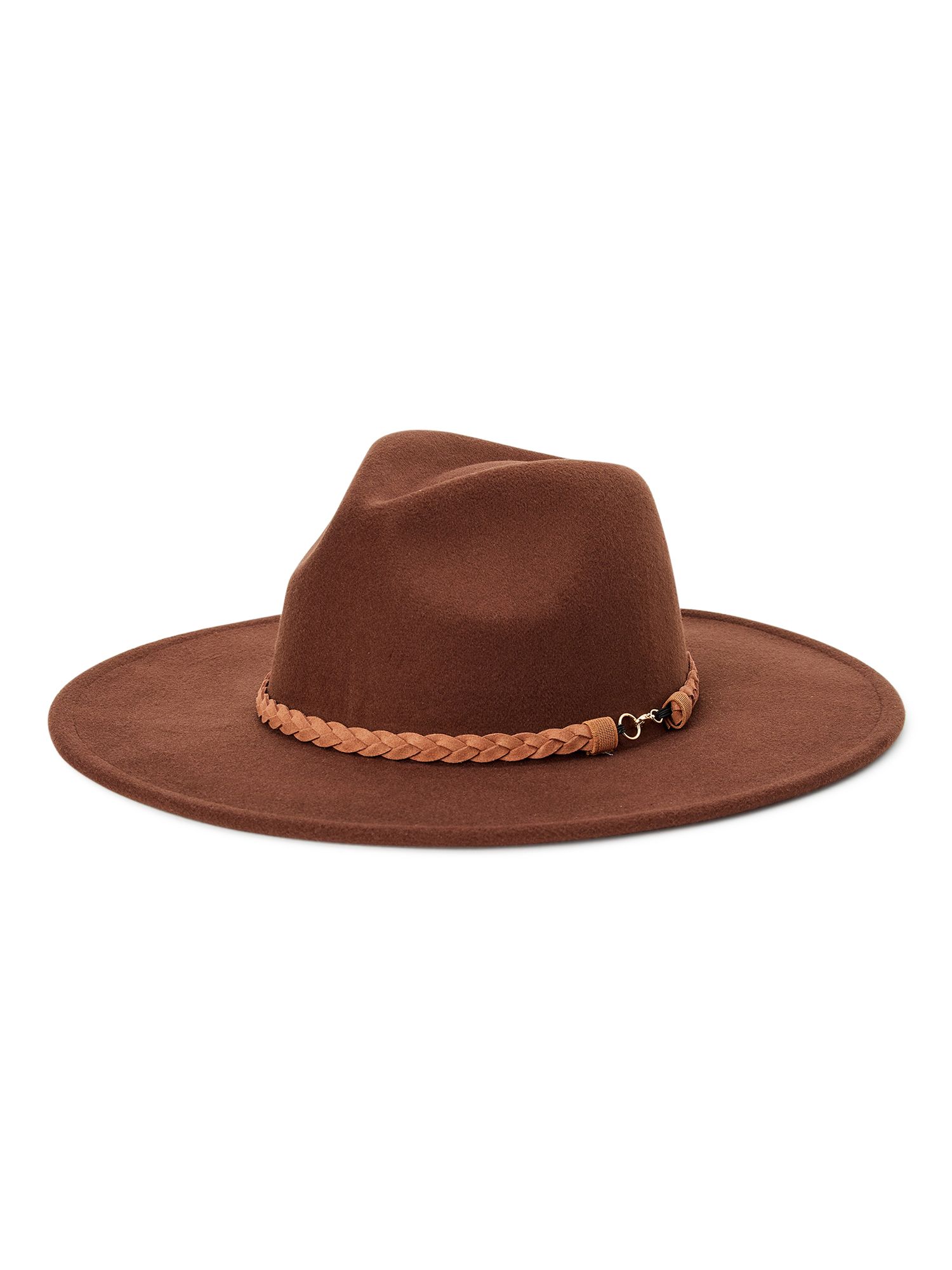 Time and Tru Adult Women's 2-Band Chocolate Fedora - Walmart.com | Walmart (US)