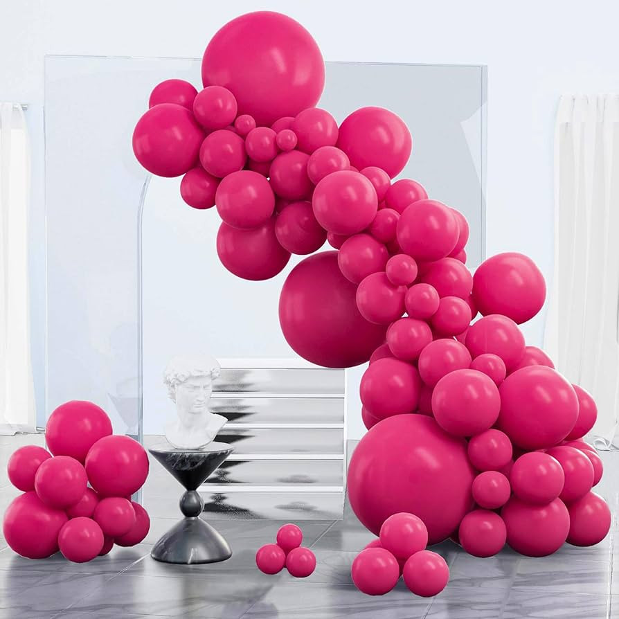 PartyWoo Hot Pink Balloons 123 pcs Different Sizes of 18 12 10 5 Inch Magenta Fuchsia Balloon Arc... | Amazon (US)