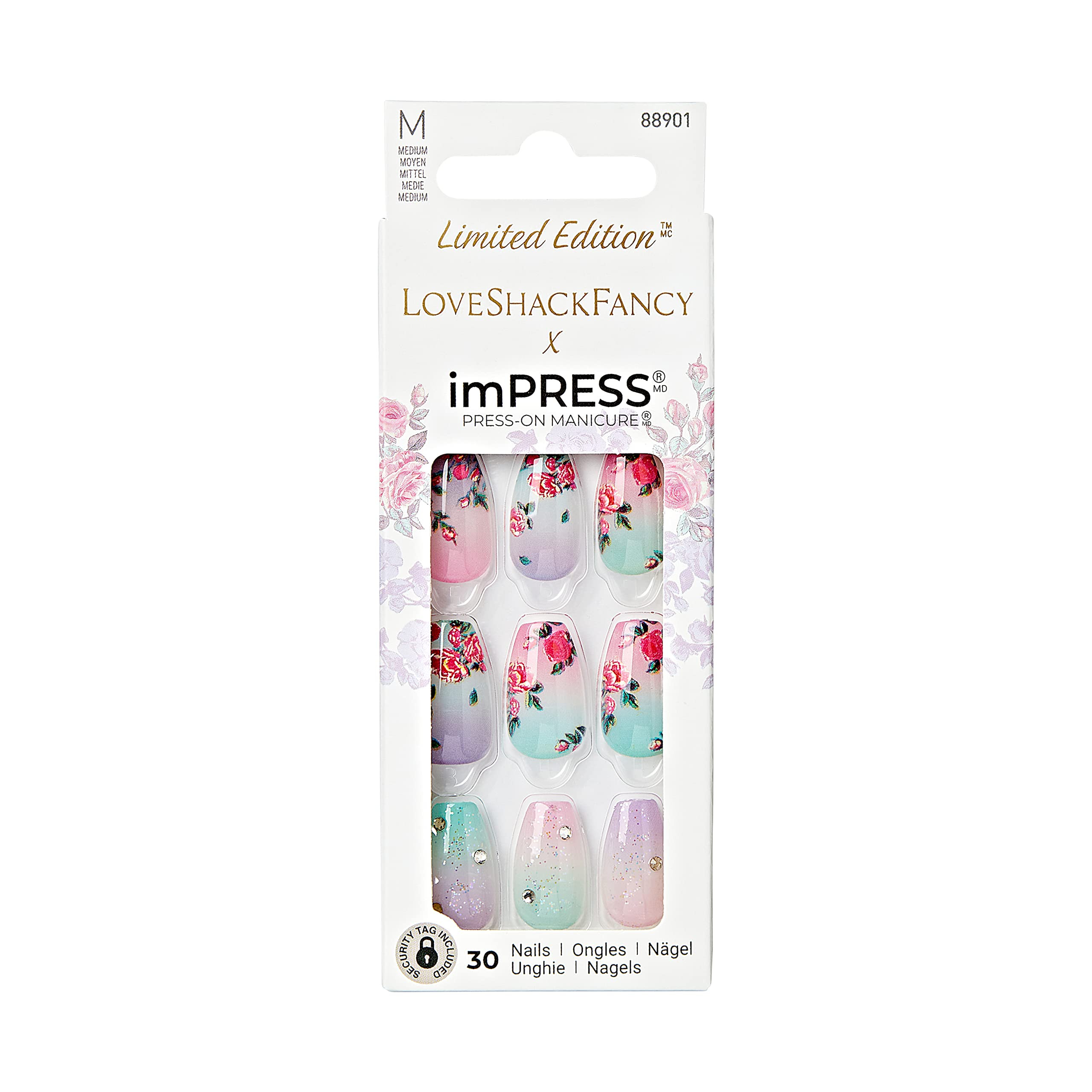 KISS LoveShackFancy x imPRESS Press-On Manicure Limited Edition, Style "Lilac Crush" Medium Coffi... | Amazon (US)
