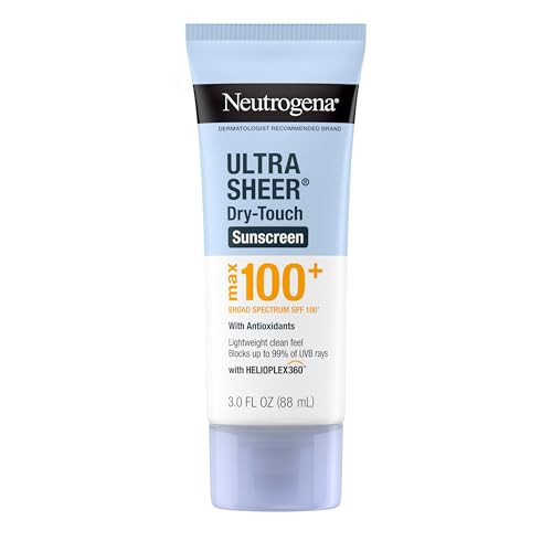 Neutrogena Ultra Sheer Dry-Touch Sunscreen Lotion, Max 100+ Broad Spectrum SPF 100 UVA/UVB Protection, Lightweight, Non-Greasy Sunscreen, Oxybenzone-Free, Antioxidant, Travel Size, 3 fl oz | Amazon (US)