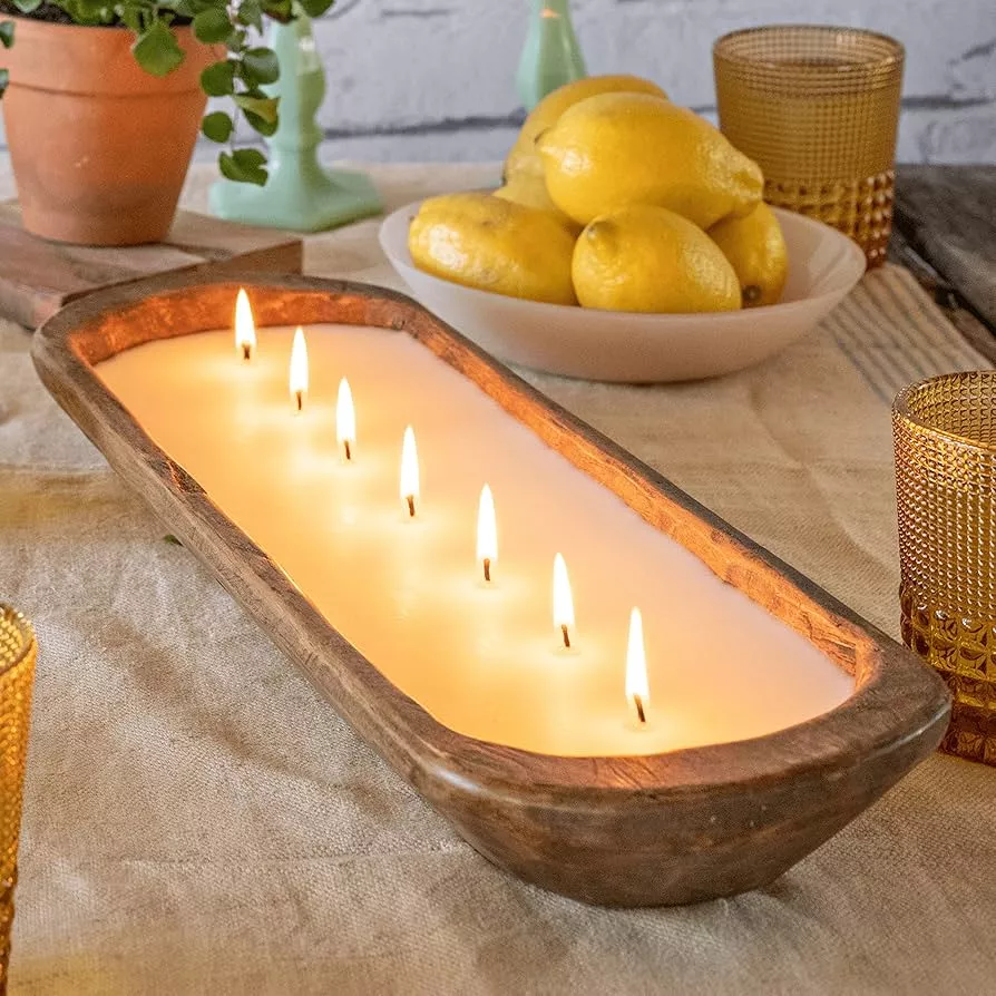  DECHOUS Candle Bowl Wood Candle Tin Snacks Bowl Candle