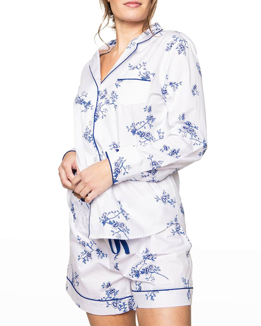 Petite Plume Floral Long-Sleeve Short Pajama Set | Neiman Marcus